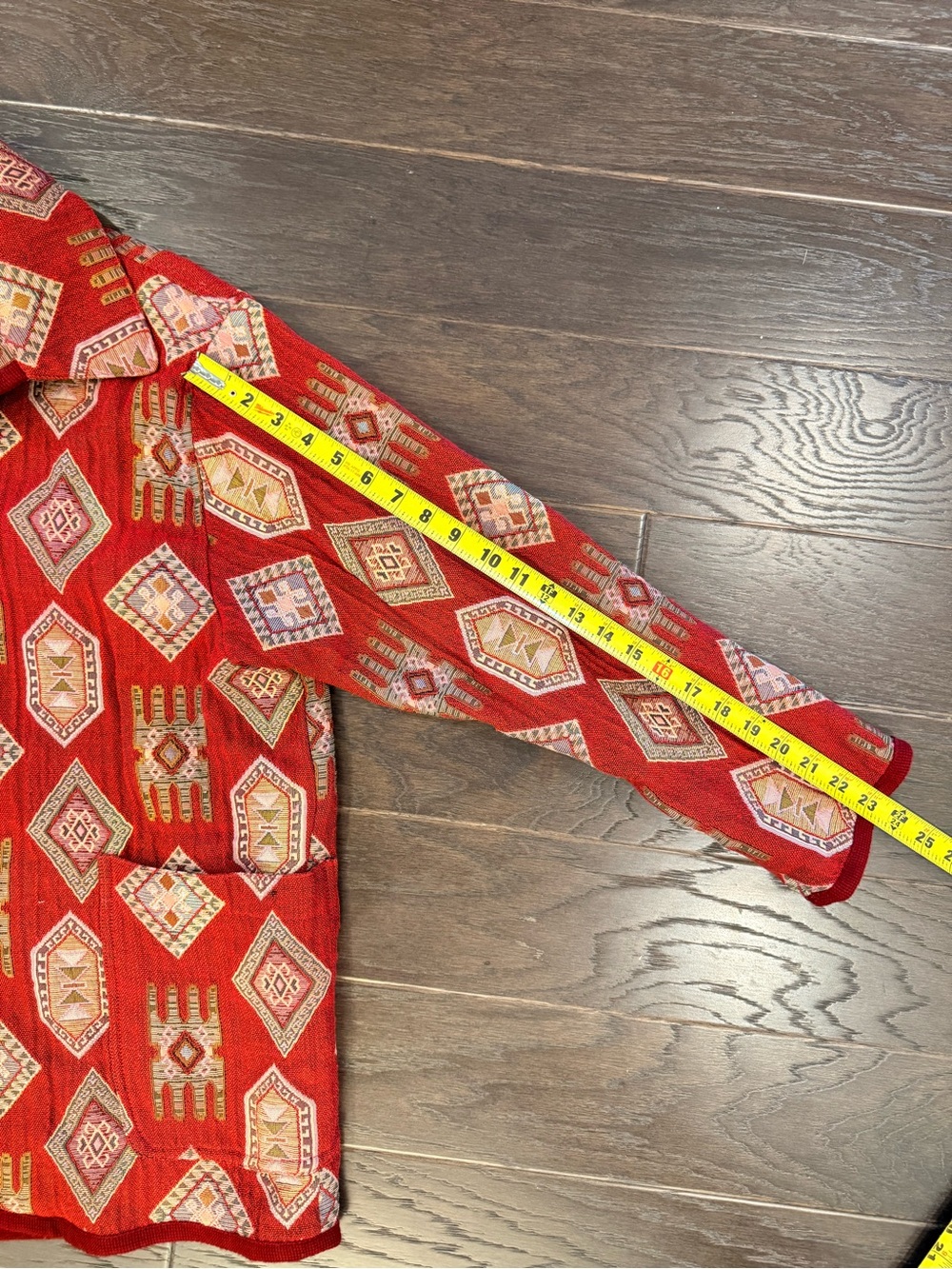 VTG The Limited Collection Tapestry Jacket Aztec Southwestern Red Boho Coat L - Picture 12 of 13